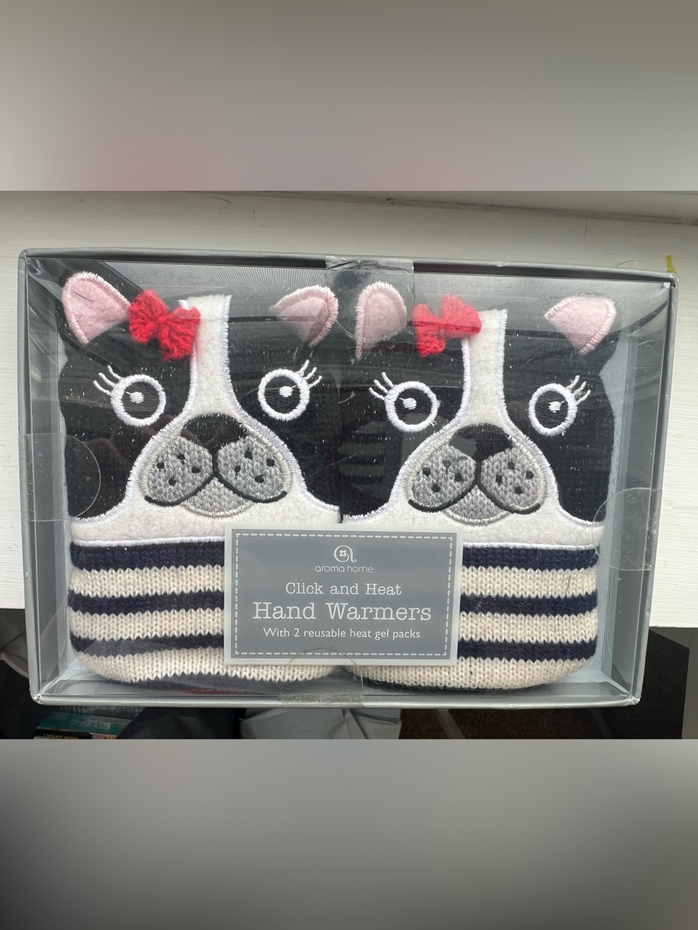 Aroma Home Black & Pink Kids Click-and-Heat Hand Warmers with French Bulldog🎀